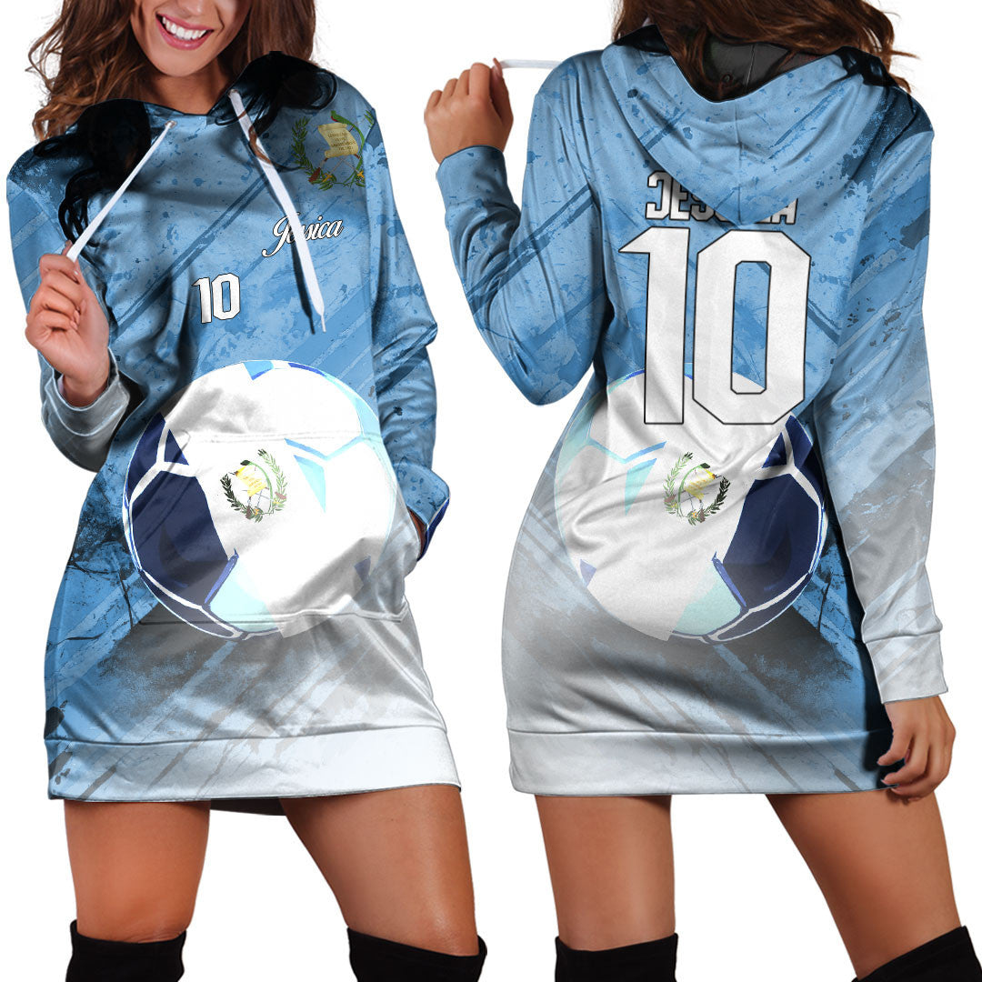 Guatemala Soccer Hoodie Dress Custom Female Football Fans