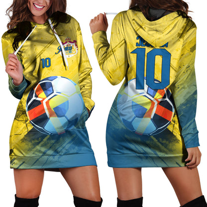 Sweden Soccer Hoodie Dress Custom Female Football Fans