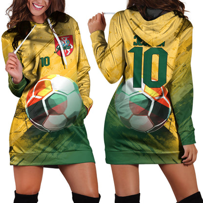 Lithuania Soccer Hoodie Dress Custom Female Football Fans