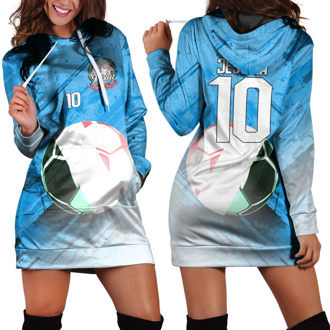 Italy Soccer Hoodie Dress Custom Female Football Fans