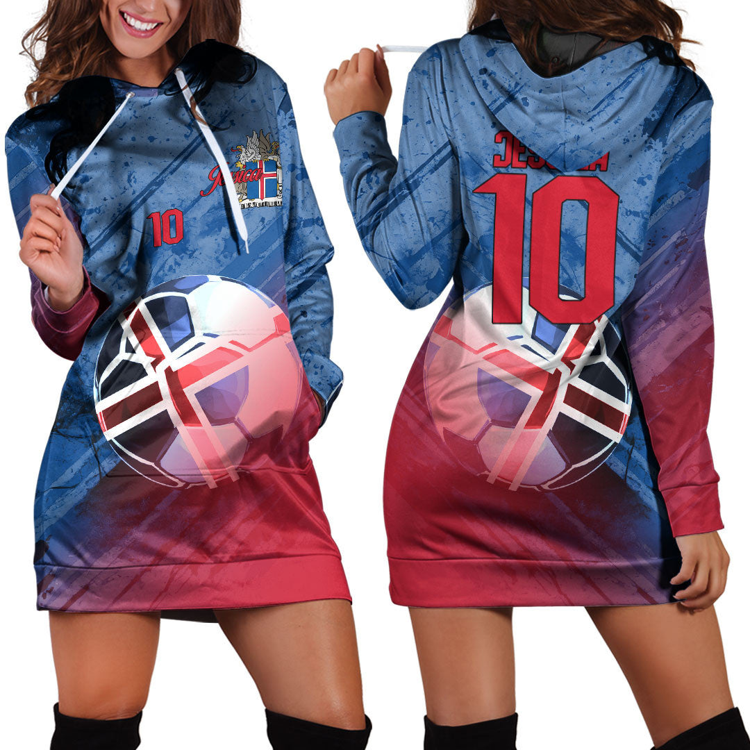 Iceland Soccer Hoodie Dress Custom Female Football Fans
