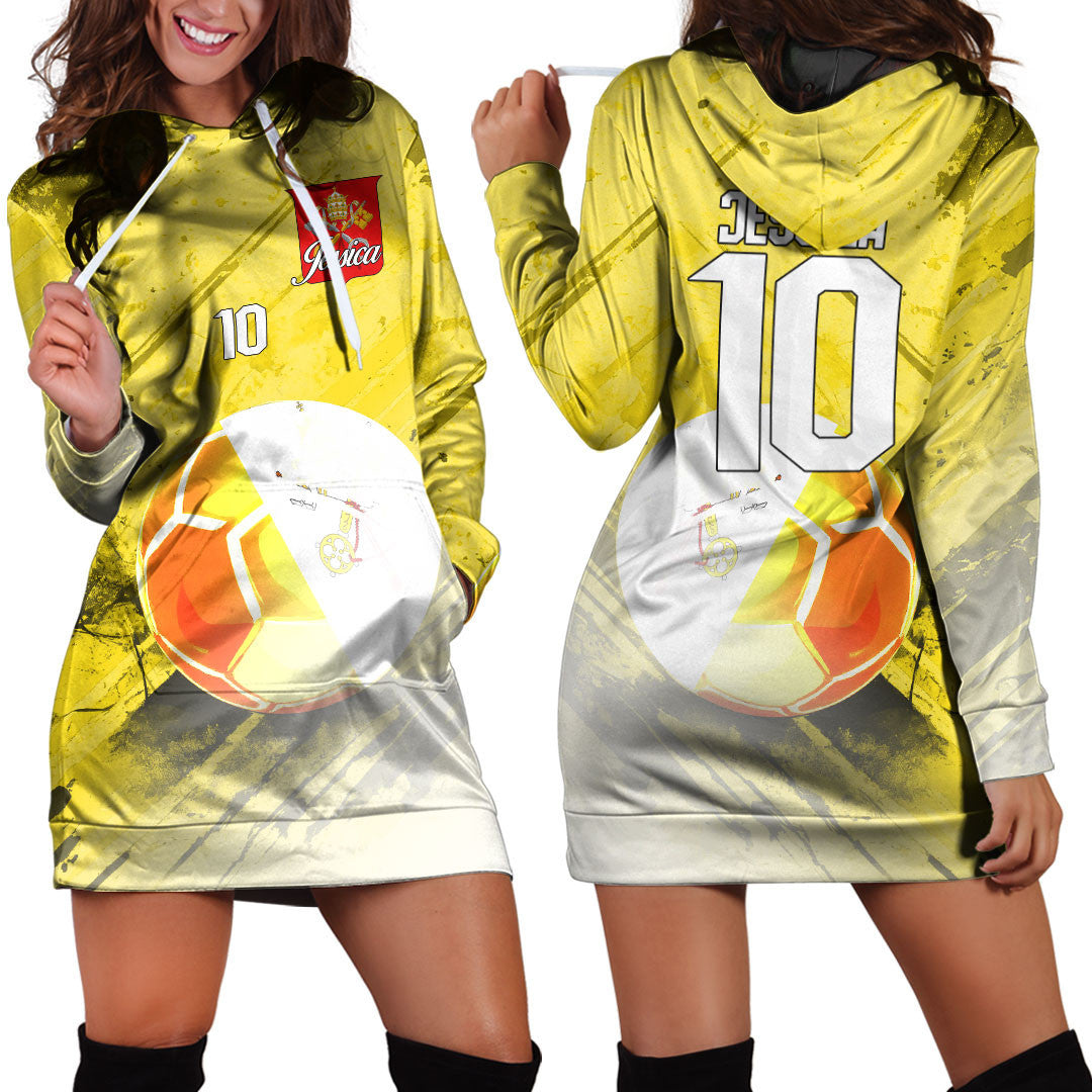 Vatican City State Soccer Hoodie Dress Custom Female Football Fans