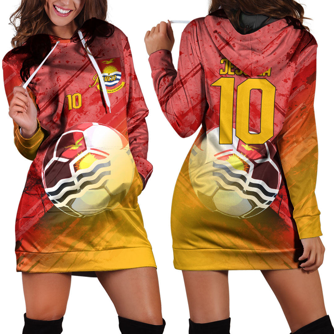 Kiribati Soccer Hoodie Dress Custom Female Football Fans
