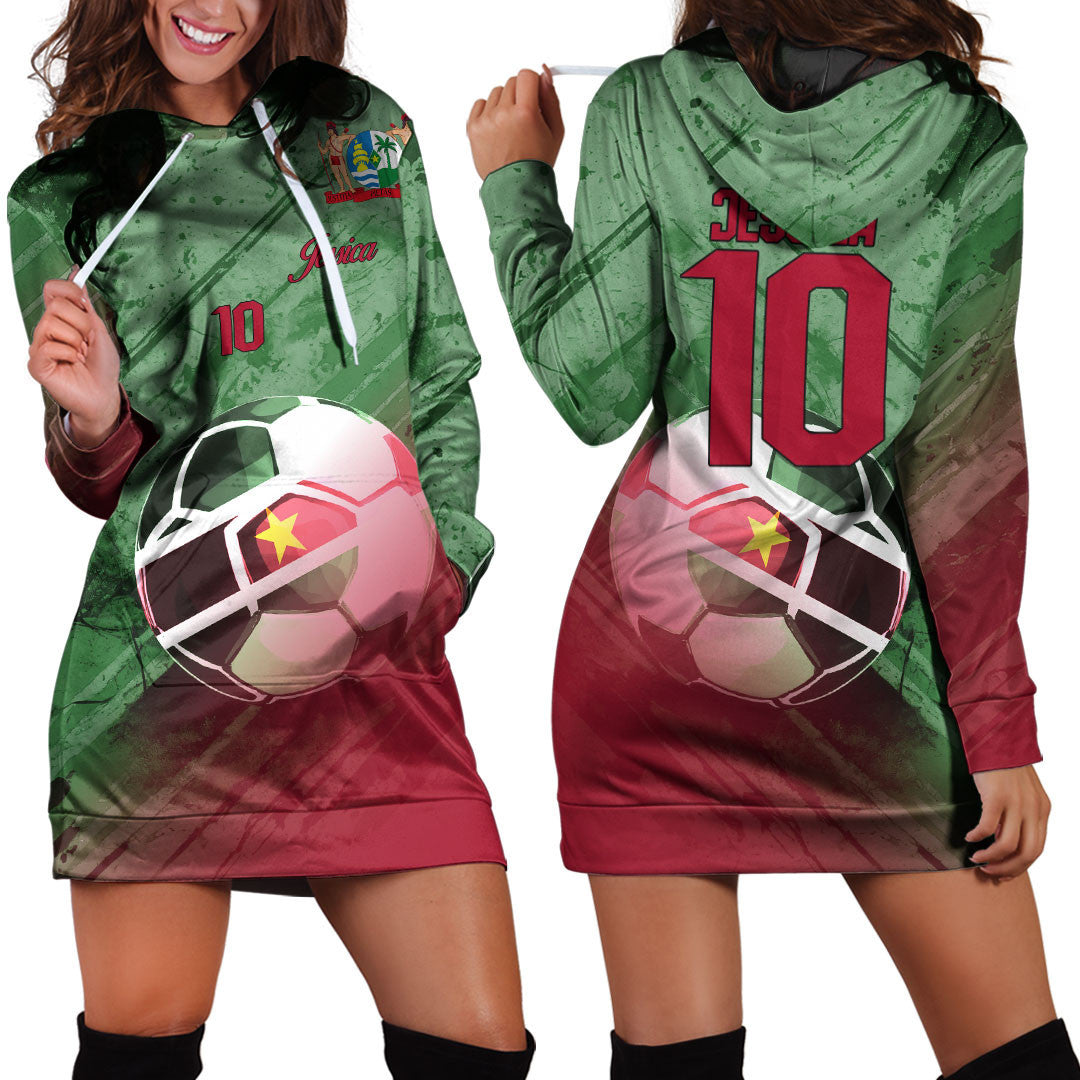 Suriname Soccer Hoodie Dress Custom Female Football Fans