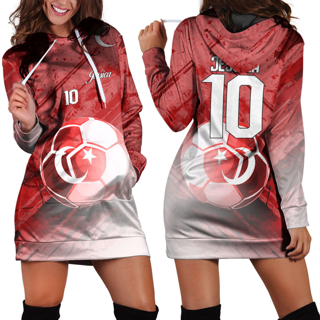 Turkey Soccer Hoodie Dress Custom Female Football Fans