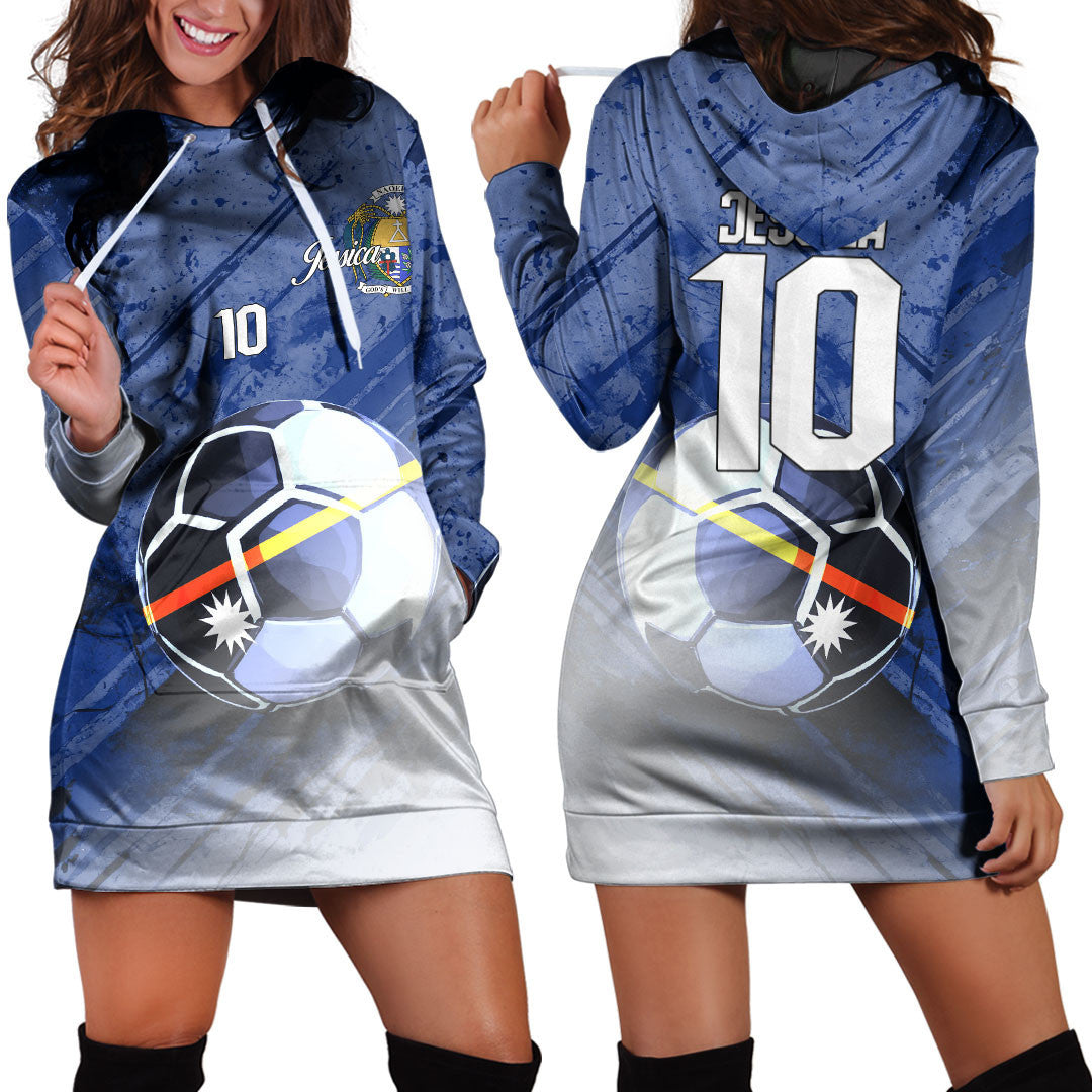 Nauru Soccer Hoodie Dress Custom Female Football Fans