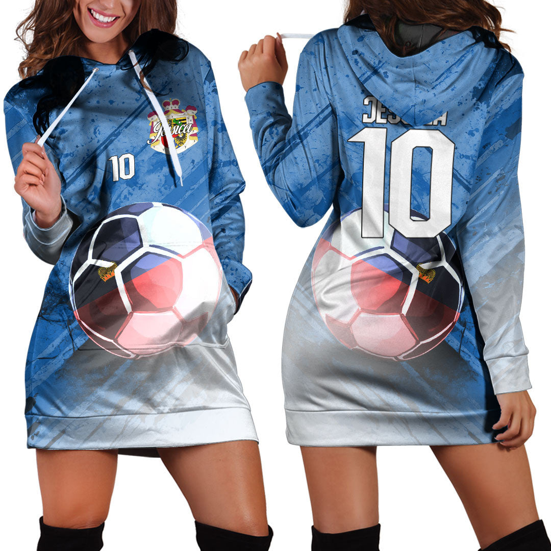 Liechtenstein Soccer Hoodie Dress Custom Female Football Fans