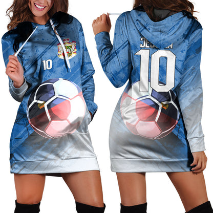 Liechtenstein Soccer Hoodie Dress Custom Female Football Fans