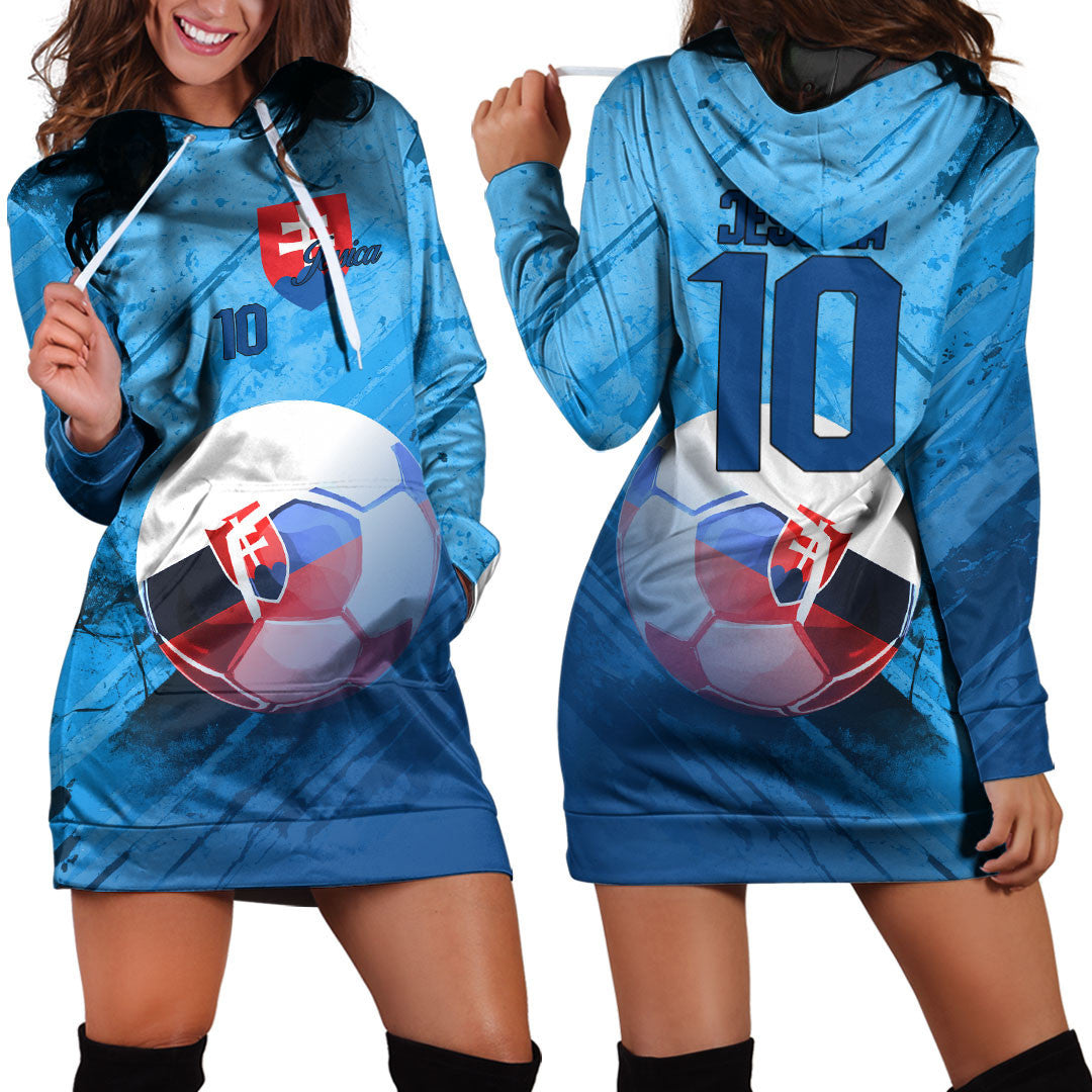 Slovakia Soccer Hoodie Dress Custom Female Football Fans