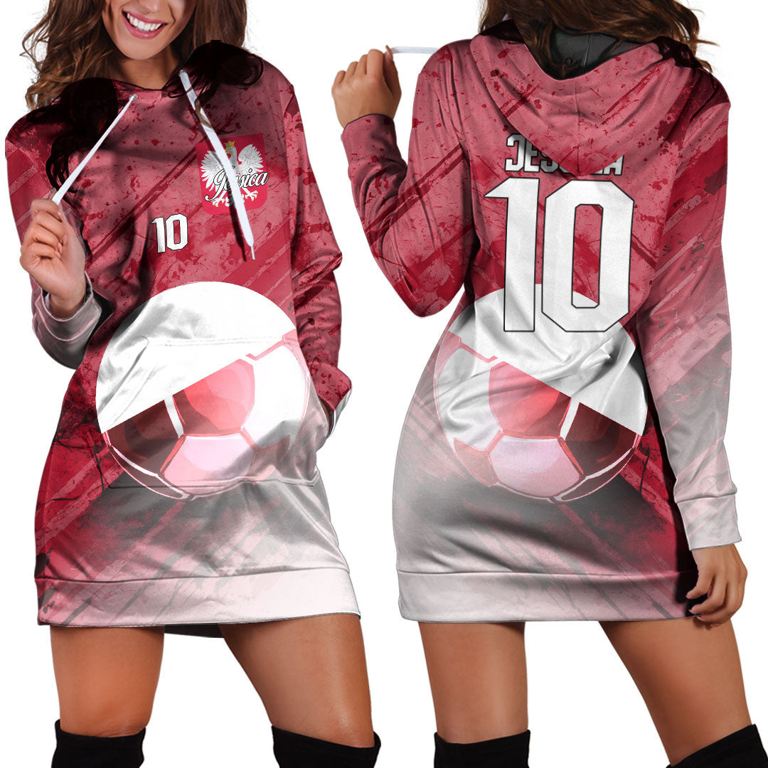 Poland Soccer Hoodie Dress Custom Female Football Fans