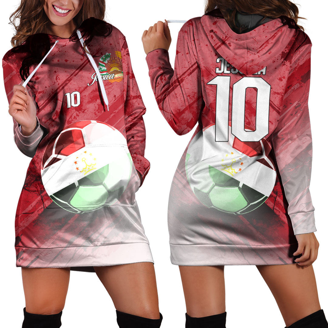 Tajikistan Soccer Hoodie Dress Custom Female Football Fans
