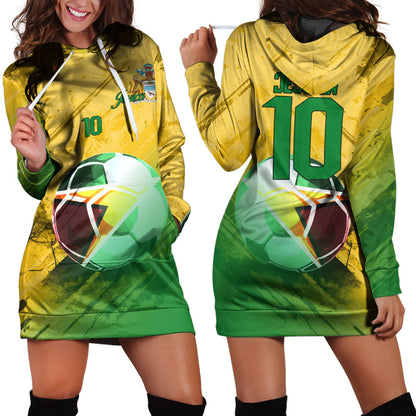 Guyana Soccer Hoodie Dress Custom Female Football Fans