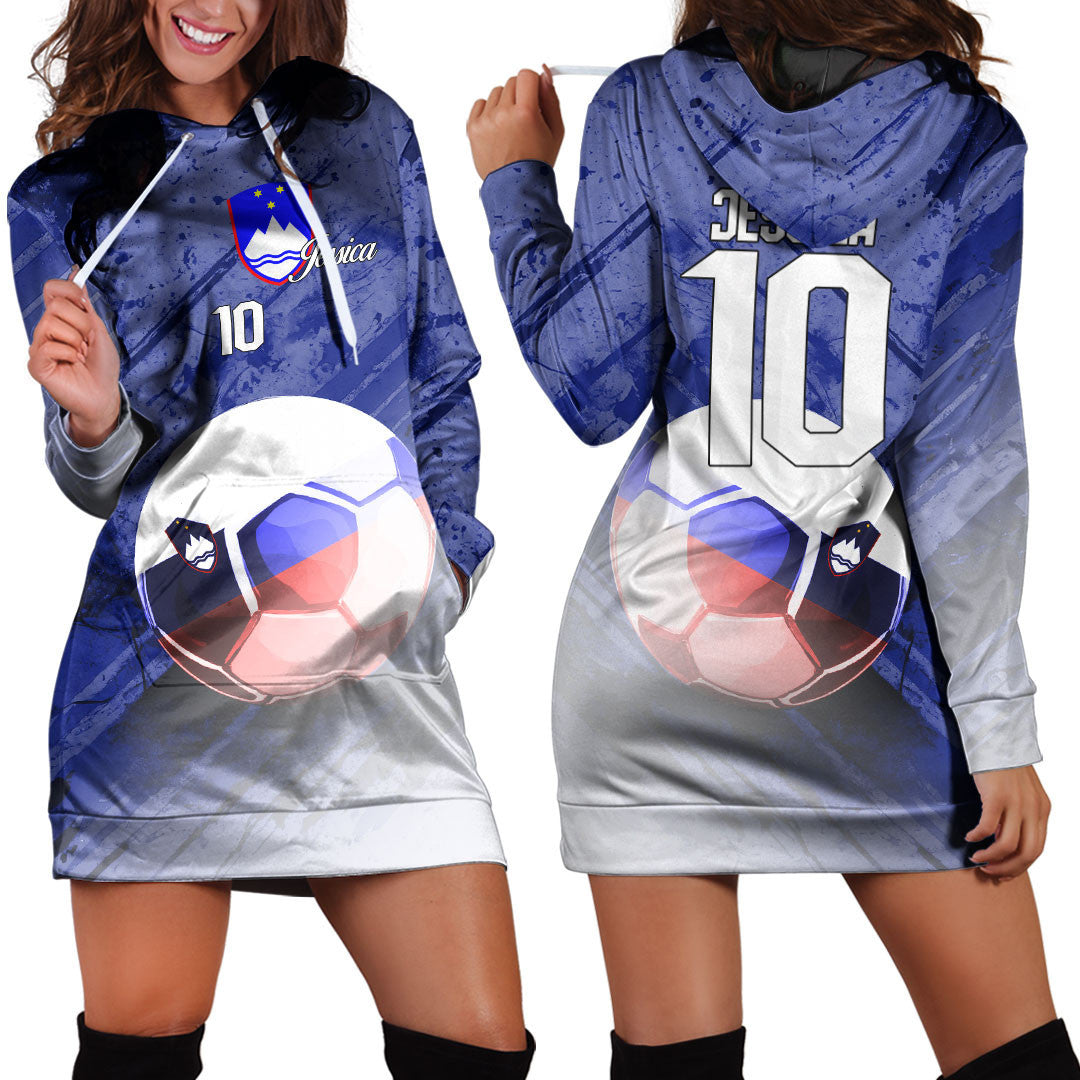 Slovenia Soccer Hoodie Dress Custom Female Football Fans
