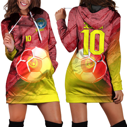 Kyrgyzstan Soccer Hoodie Dress Custom Female Football Fans