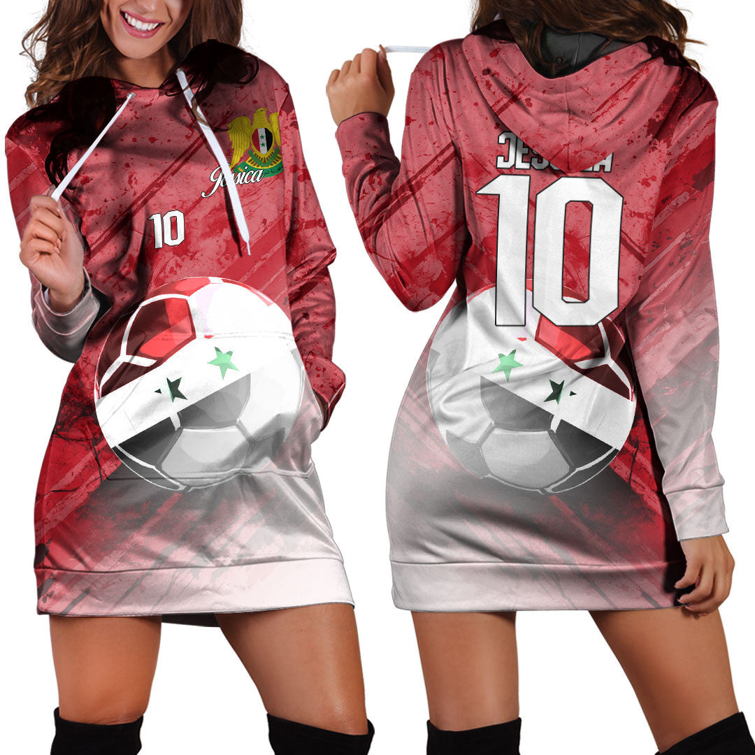 Syria Soccer Hoodie Dress Custom Female Football Fans