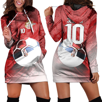 Serbia Soccer Hoodie Dress Custom Female Football Fans