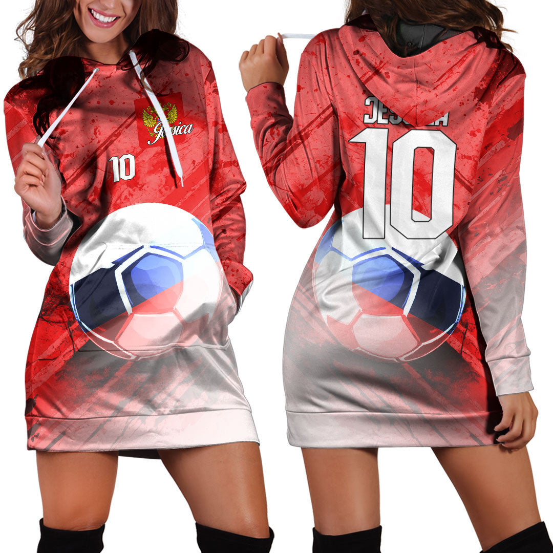 Russia Soccer Hoodie Dress Custom Female Football Fans