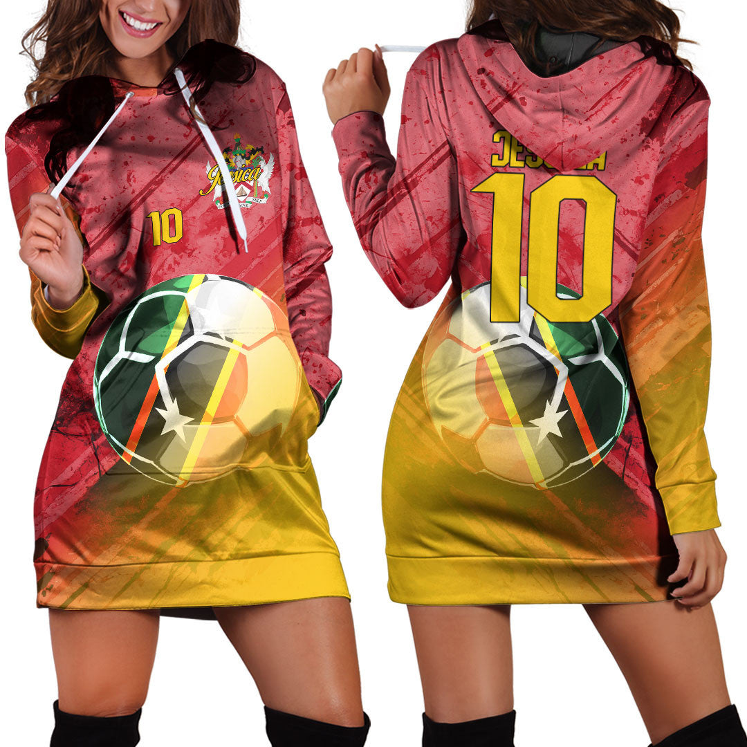 Saint Kitts & Nevis Soccer Hoodie Dress Custom Female Football Fans
