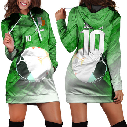 Ireland Soccer Hoodie Dress Custom Female Football Fans