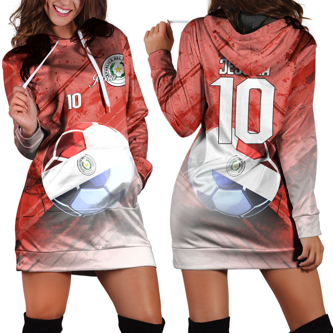 Paraguay Soccer Hoodie Dress Custom Female Football Fans