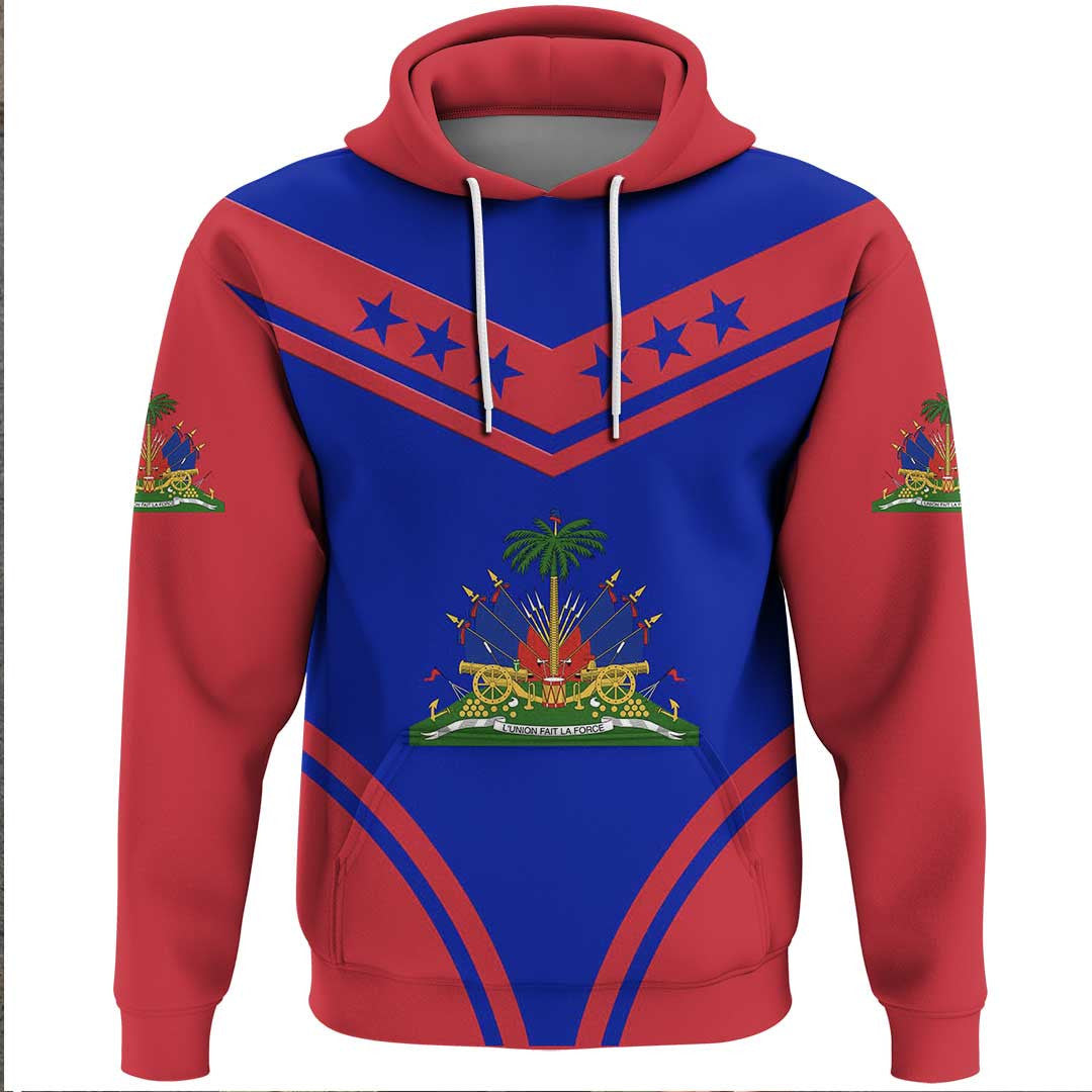 Hoodie Haiti Flag Star Hoodie Haiti Coat Of Arms Printed Hoodie