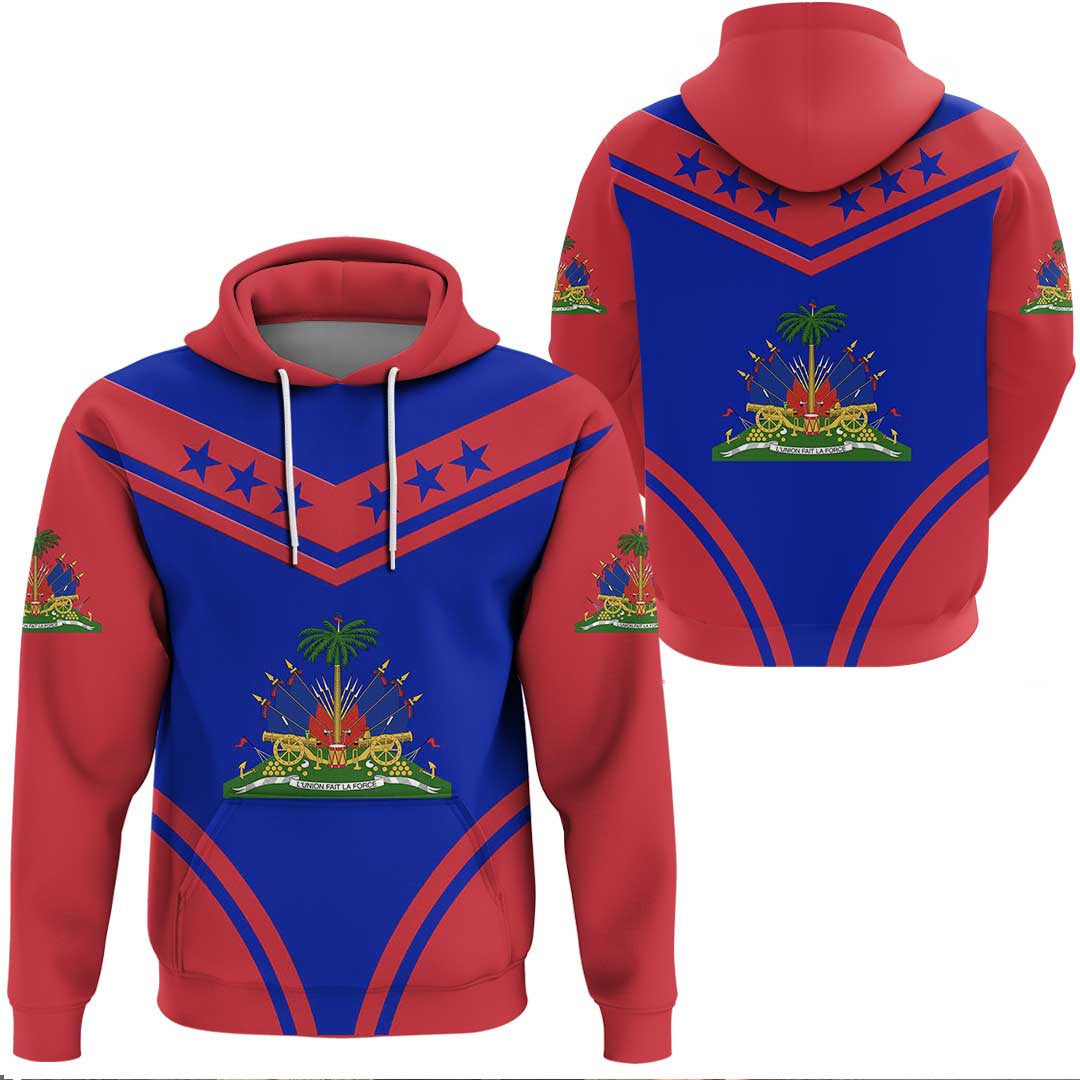 Hoodie Haiti Flag Star Hoodie Haiti Coat Of Arms Printed Hoodie