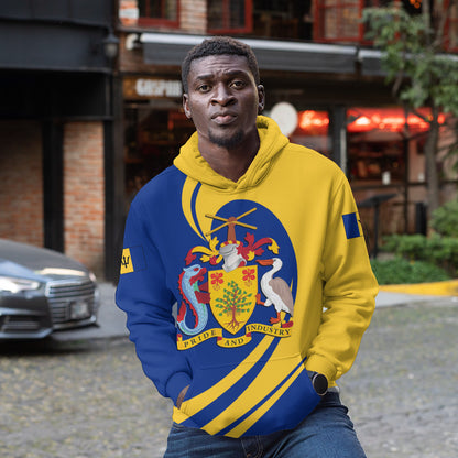 Hoodie Barbados Hoodie Flag And Symbol Center Style
