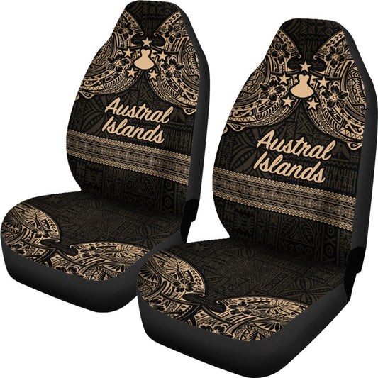 Austral Islands Gold Tribal Tattoo Car Seat Cover