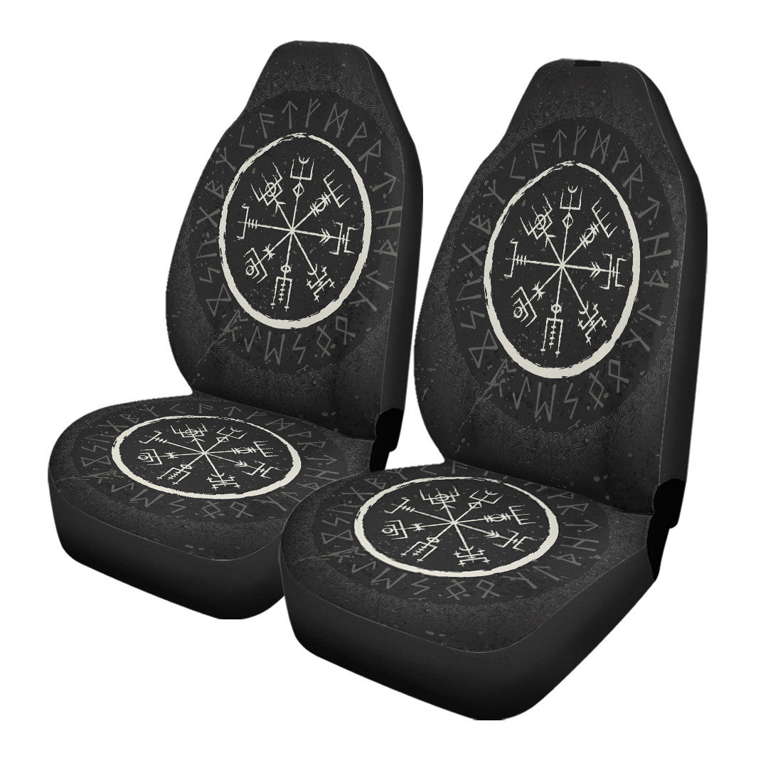 Car Seat Cover Vegvisir And Rune Round Vector Style Car Seat Cover