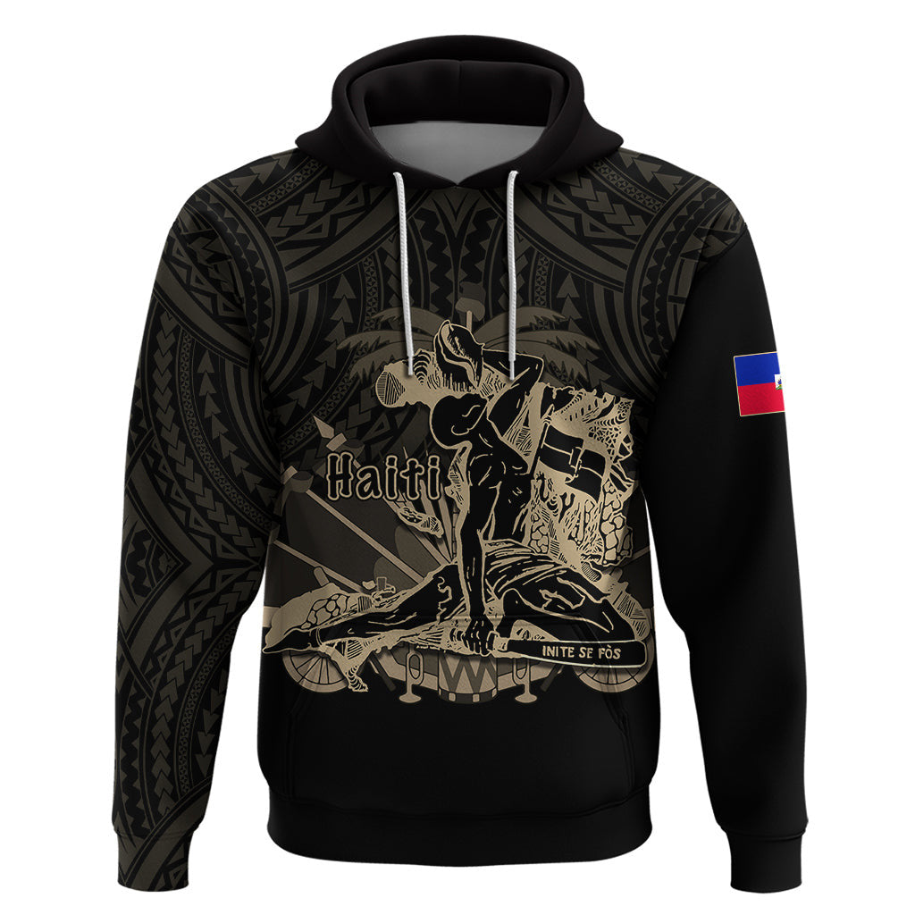 Custom Haitian Hoodie Polynesian Neg Maron Black Style