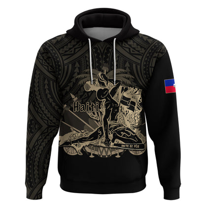 Custom Haitian Hoodie Polynesian Neg Maron Black Style