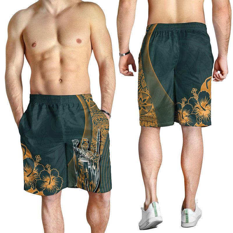 Hawaiian King Kamehameha Men Shorts Vibe Green Style