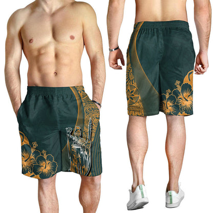 Hawaiian King Kamehameha Men Shorts Vibe Green Style