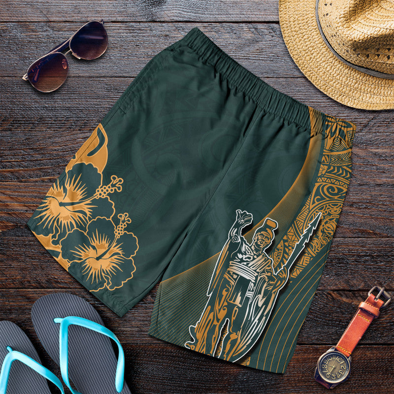 Hawaiian King Kamehameha Men Shorts Vibe Green Style