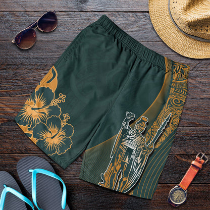 Hawaiian King Kamehameha Men Shorts Vibe Green Style