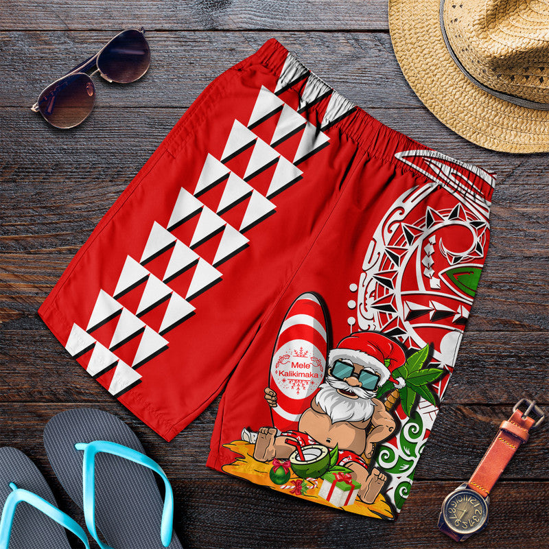 Hawaii Mele Kalikimaka Santa Claus Beach Men Shorts