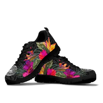 American Samoa Sneakers Polynesian Hibiscus Pattern