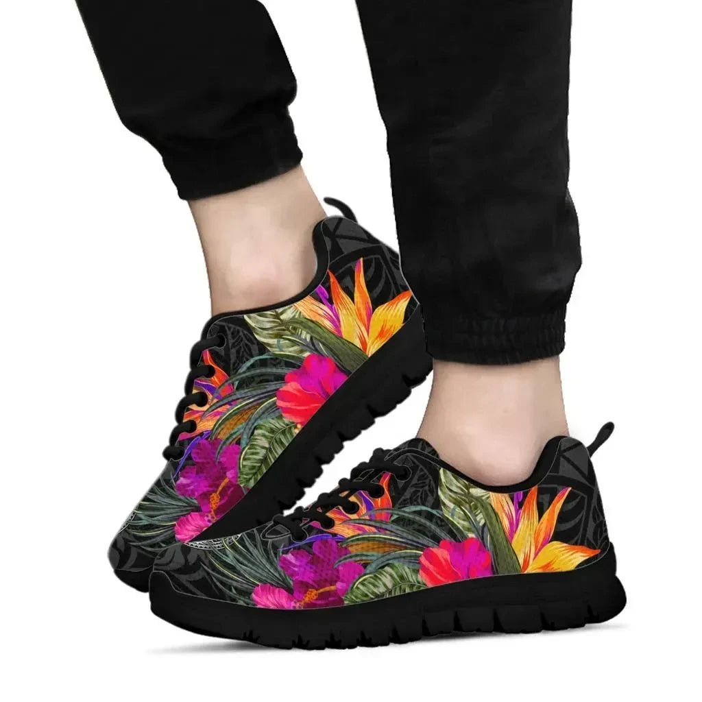 American Samoa Sneakers Polynesian Hibiscus Pattern