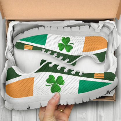 Celtic Ireland Sneakers Ireland Flag With Shamrock, Triskelion and Triquetra