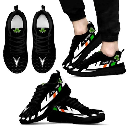 Custom Text Celtic Personalised Ireland Sneakers Ireland Flag With Shamrock
