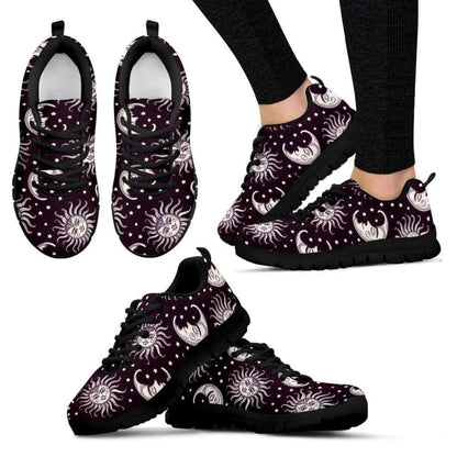 Celticone Women's Sneakers Wicca Moon and Sun Black