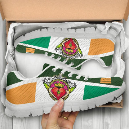 Celtic Ireland Sneakers Ireland Flag With Claddagh Ring