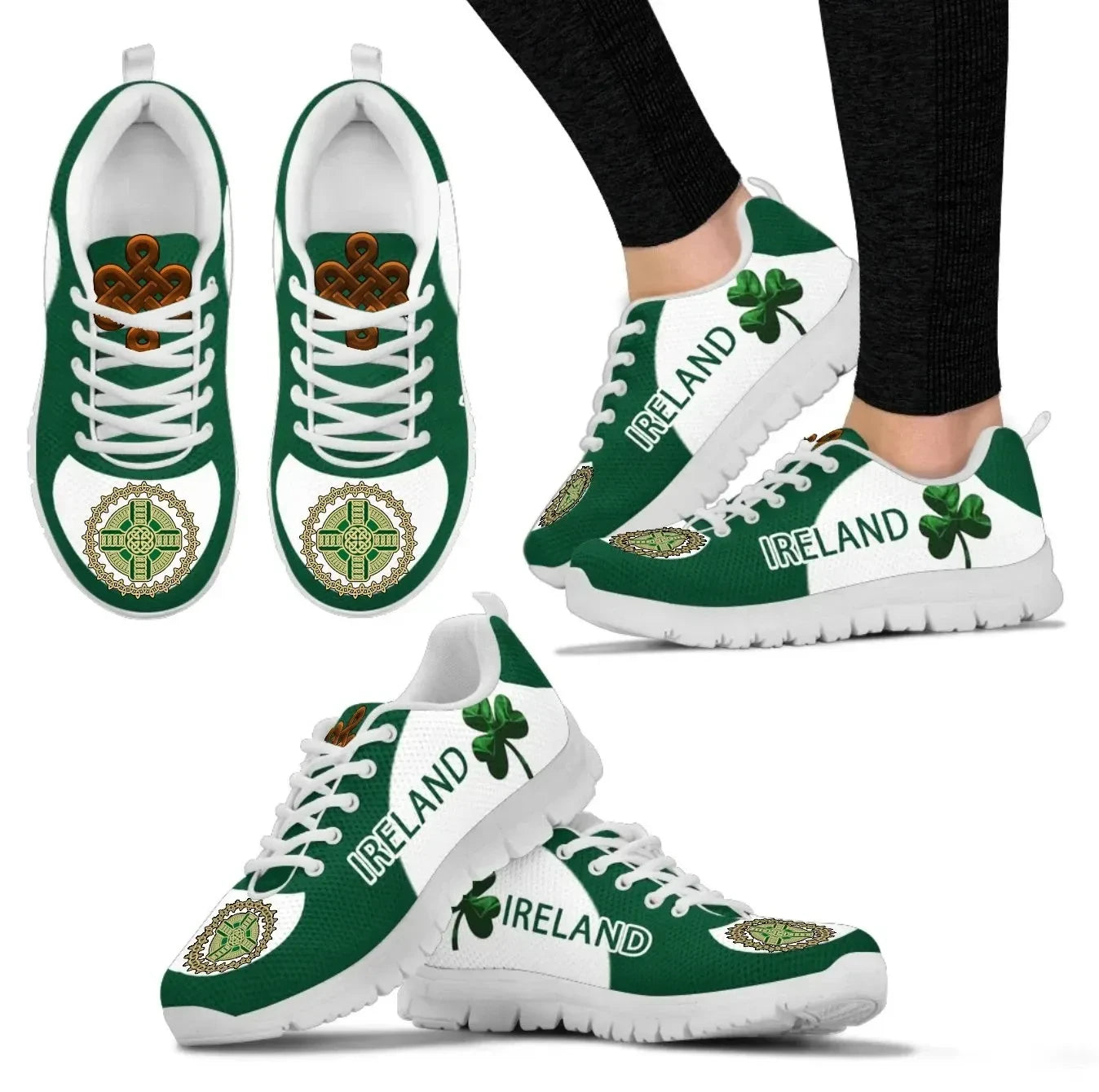 Celtic Ireland Sneakers Ireland Shamrock and Celtic Cross St. Patrick's Day