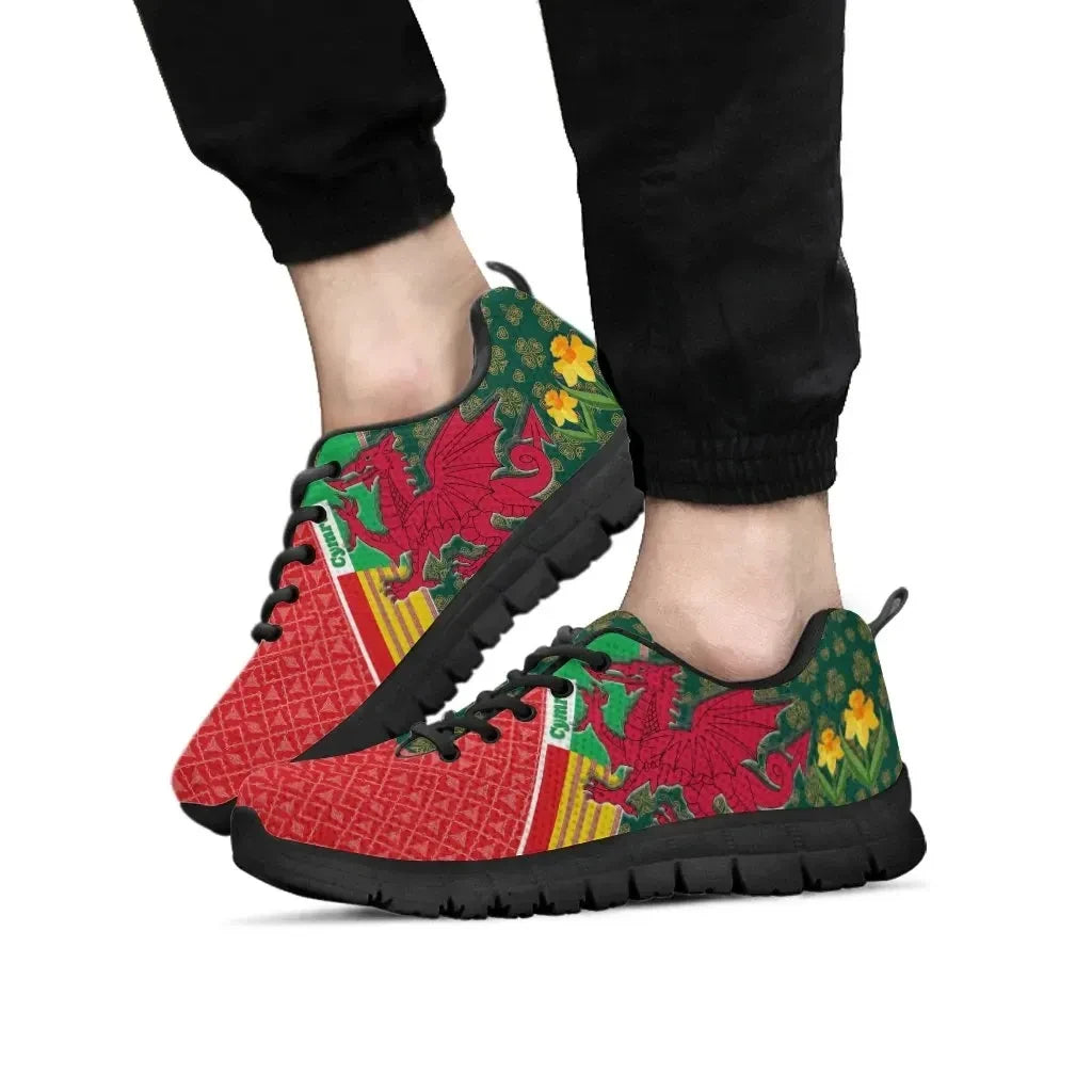 Celtic Wales Sneakers Cymru Dragon and Daffodils