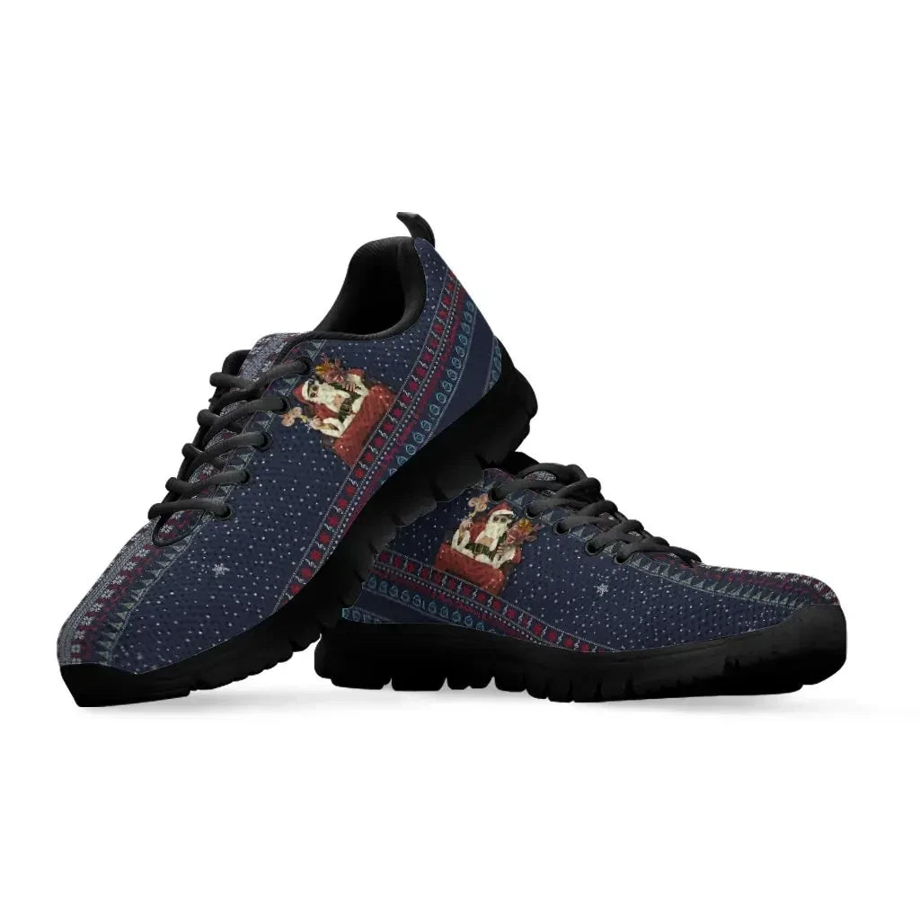 Celtic Ugly Christmas Sneakers Gangster Santa with Reindeer