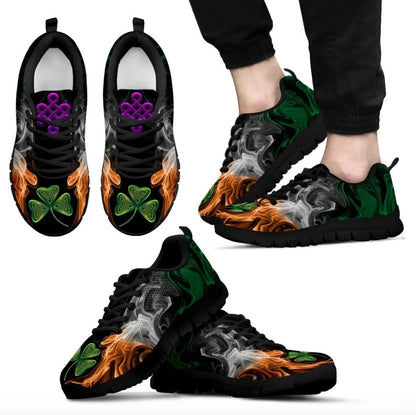 Celtic Ireland Sneakers Ireland Flag Smoke With Shamrock and Celtic Knot