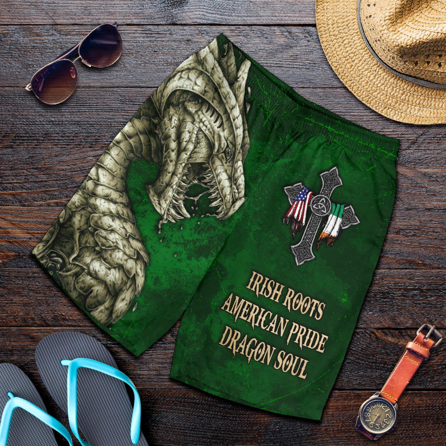Apparel Irish Roots American Pride Dragon Soul Men Short