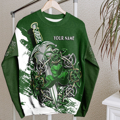 Clothing Personalized Celtic Sword and Shamrock with Celtic Knot Pattern Sweatshirt