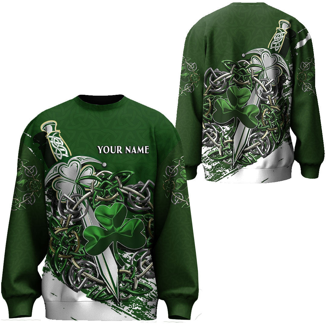 Clothing Personalized Celtic Sword and Shamrock with Celtic Knot Pattern Sweatshirt