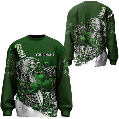 Clothing Personalized Celtic Sword and Shamrock with Celtic Knot Pattern Sweatshirt